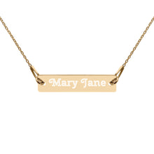 Load image into Gallery viewer, Mary Jane Engraved Silver Bar Chain Necklace