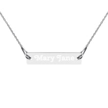 Load image into Gallery viewer, Mary Jane Engraved Silver Bar Chain Necklace