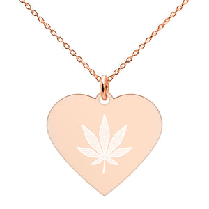 Mary Jane Leaf Engraved Silver Heart Necklace