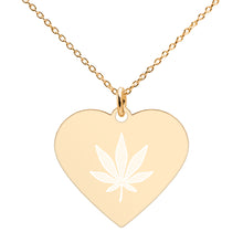 Load image into Gallery viewer, Mary Jane Leaf Engraved Silver Heart Necklace