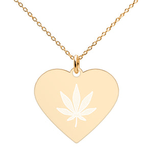 Mary Jane Leaf Engraved Silver Heart Necklace